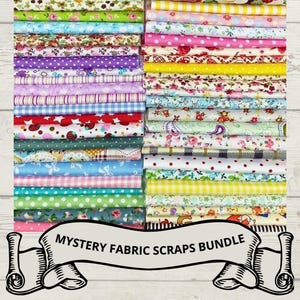 Vintage Fabric Scraps Bundle for Quilting and Sewing | Mystery Quilt Scraps Pack with Cotton Remnants | Small to Medium Odd Cuts