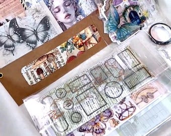 Mystery Junk Journal Ephemera Kit: Vintage Paper, Handmade Scrapbook Supplies