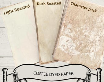 Coffee Stained Journal Paper: Hand-Dyed Vintage Style Sheets | Ephemera for Junk Journals