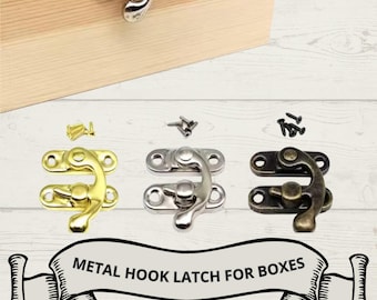 Small Box Latch Hasp 28×33mm Metal Hook Closure for Wooden Boxes