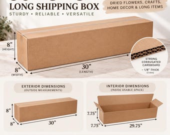 30x8x8 Long Shipping Box for Dried Flowers, Crafts & Long Items