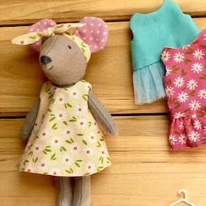 Adorable Mouse Doll with Outfits – Handmade Soft Toy, Dressed Fabric Mouse for Kids and Collectors