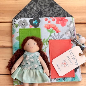 Fabric Dollhouse with 6 inch Doll and Clothes Set – Handmade Soft Doll, Quiet Book
