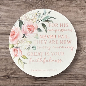 New Every Morning - Memory Bible Verse Mirror Cling - Biblical Scripture Verse - Bible Verse Décor - Christian Gift - Christian Décor