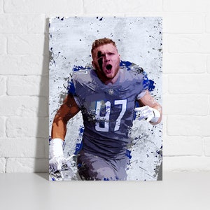 Aidan Hutchinson Poster Detroit Lions Framed Canvas Print Football Wall Art Print NFL Gift Artwork Home Decor D7 Birthday Gift