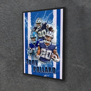 Tony Pollard Poster Dallas Cowboys Framed Canvas Print Football Wall Art Print NFL Artwork Home Decor D106 Birthday Gift