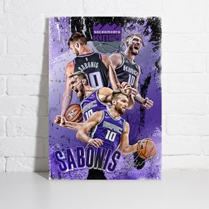 999 Domantas Sabonis Poster Sacramento Kings Framed Canvas Print Basketball Wall Art Print NBA Gift Artwork Home Decor C40 Birthday Gift