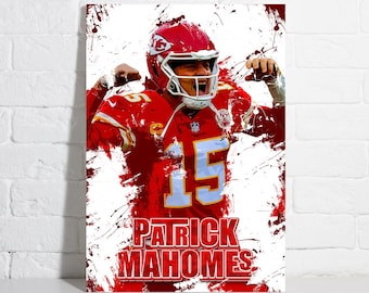 Patrick Mahomes Poster Kansas City Chiefs Framed Canvas Print Football Wall Art Print NFL Artwork Home Decor D92 Birthday Gift