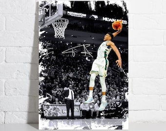 Giannis Antetokounmpo Poster Milwaukee Bucks Framed Canvas Poster Basketball Wall Art Print NBA Artwork Home Decor C236 Birthday Gift