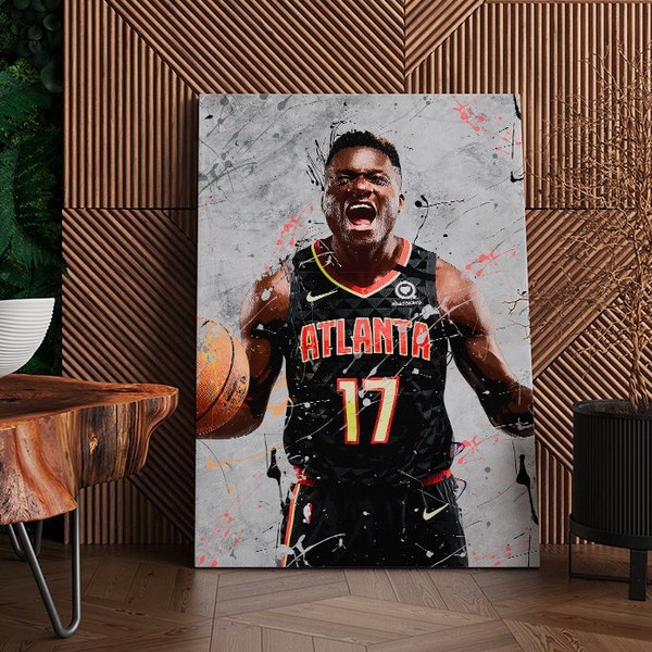 Clint Capela Poster, Atlanta Hawks Wall Art, Hawks Canvas Wrap Print, Sports Art Framed Print, Gift For Man Cave - C23