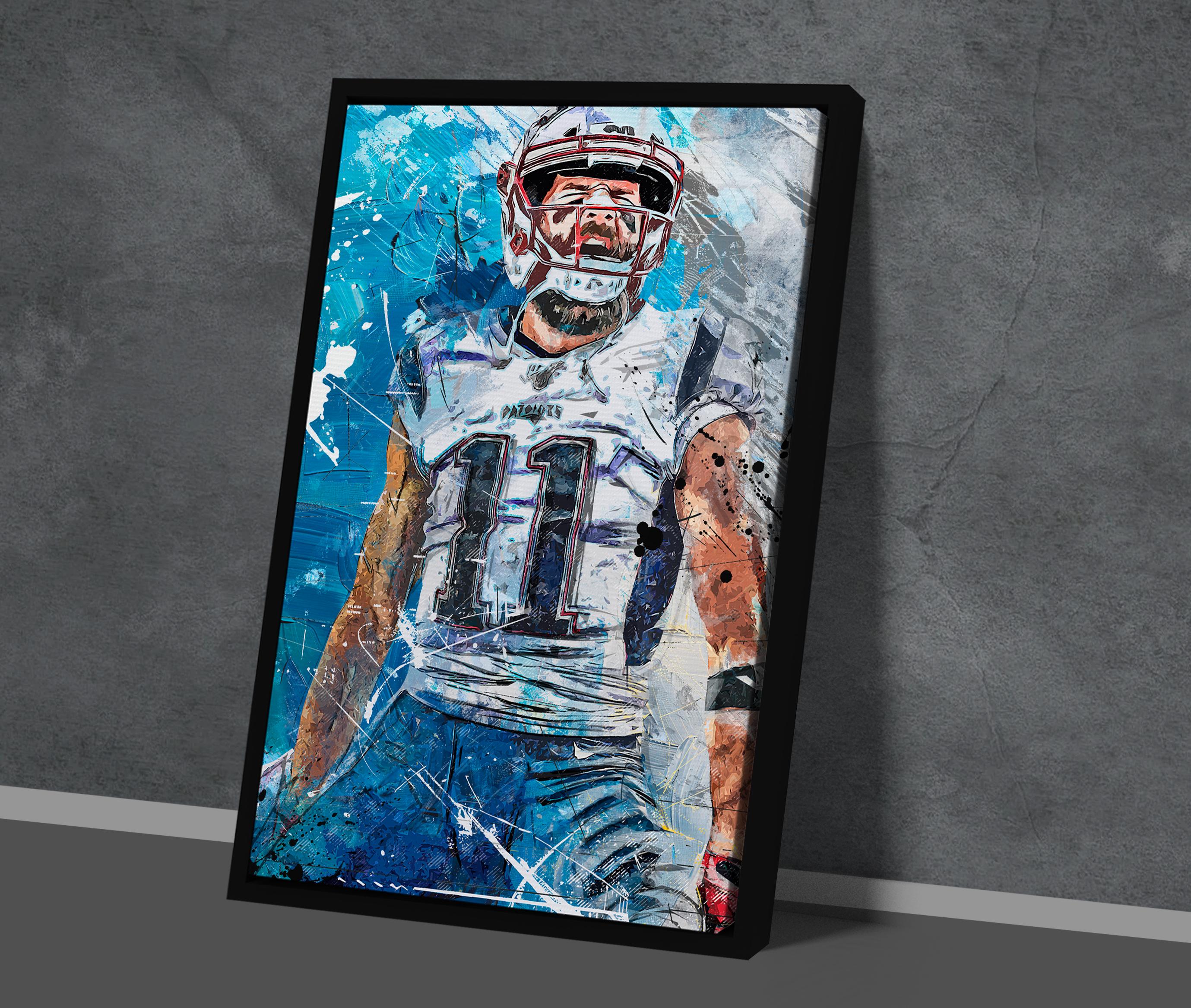 Maillot NFL New England Patriots Signé Julian Edelman - Authentifié JSA - Bleu Dédicacé