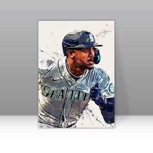 Julio Rodriguez Poster Seattle Mariners Framed Canvas Poster Baseball Wall Art Print MLB Gift Artwork Home Decor E36 Birthday Gift