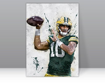 Jordan Love Poster Green Bay Packers Football Framed Canvas Print NFL Wall Art Print Home Decor Artwork Gift For D153 Birthday Gift