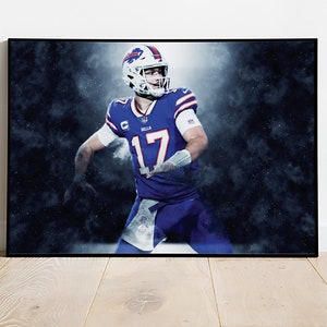 Josh Allen Poster Buffalo Bills Framed Canvas Print Football Wall Art Print NFL Gift Artwork Home Decor D65 Birthday Gift