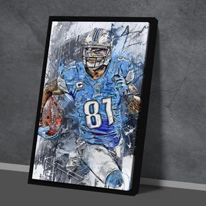 Calvin Johnson Poster Detroit Lions Leinwanddruck Football-Wandkunst NFL Kunstwerk Sport Wohnkultur F68 Weihnachtsgeschenk