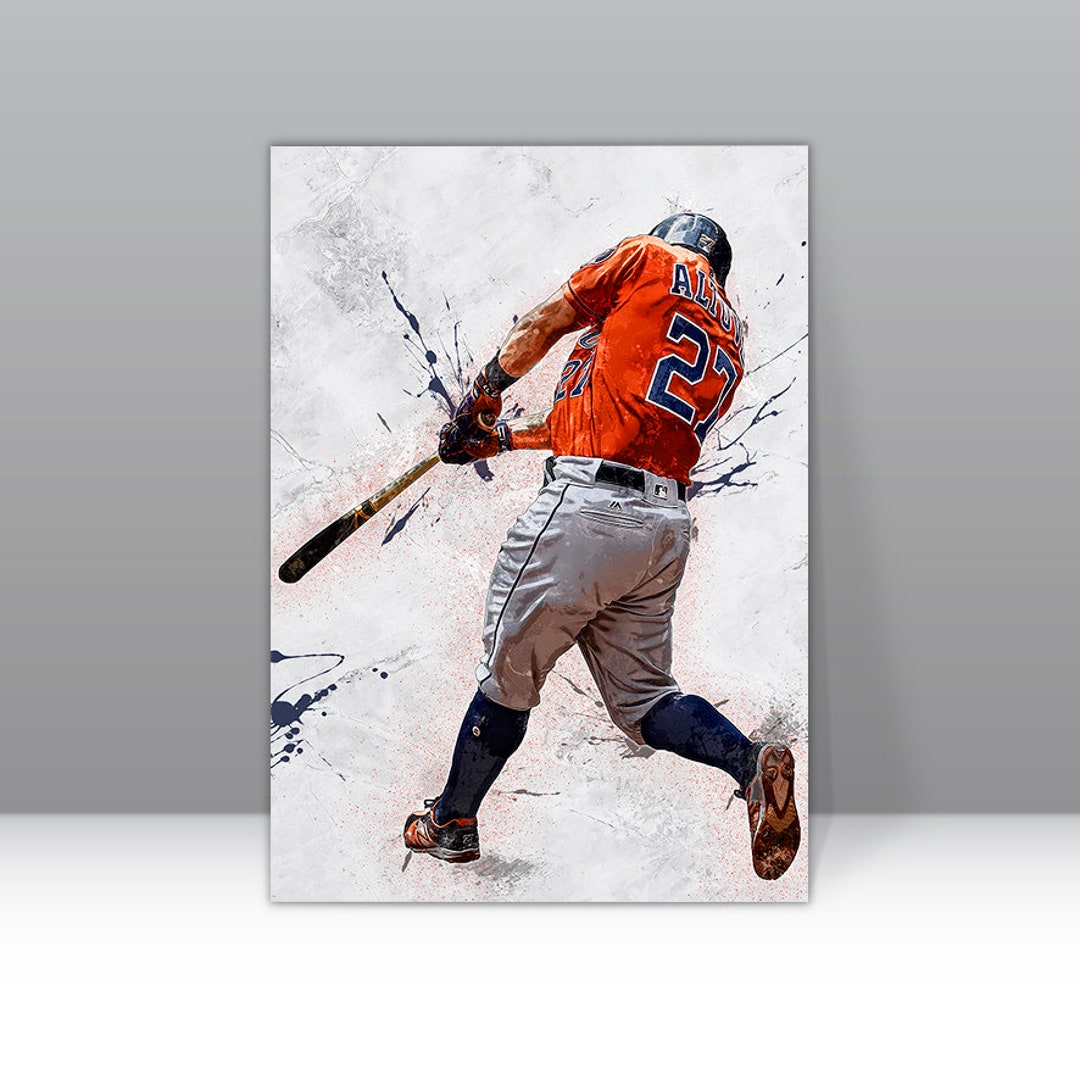 Jose Altuve Wall Art Houston Astros Framed Canvas Poster Baseball Wall