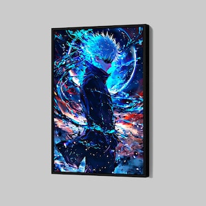 Satoru Gojo Jujutsu Kaisen affiche fan de manga encadrée impression sur toile Anime art mural dessin animé décor à la maison FF16 cadeau d&#39;anniversaire