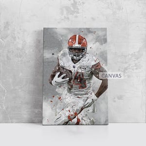 Nick Chubb Poster Cleveland Browns Framed Canvas Print Football Wall Art Print NFL Gift Artwork Home Decor D91 Birthday Gift