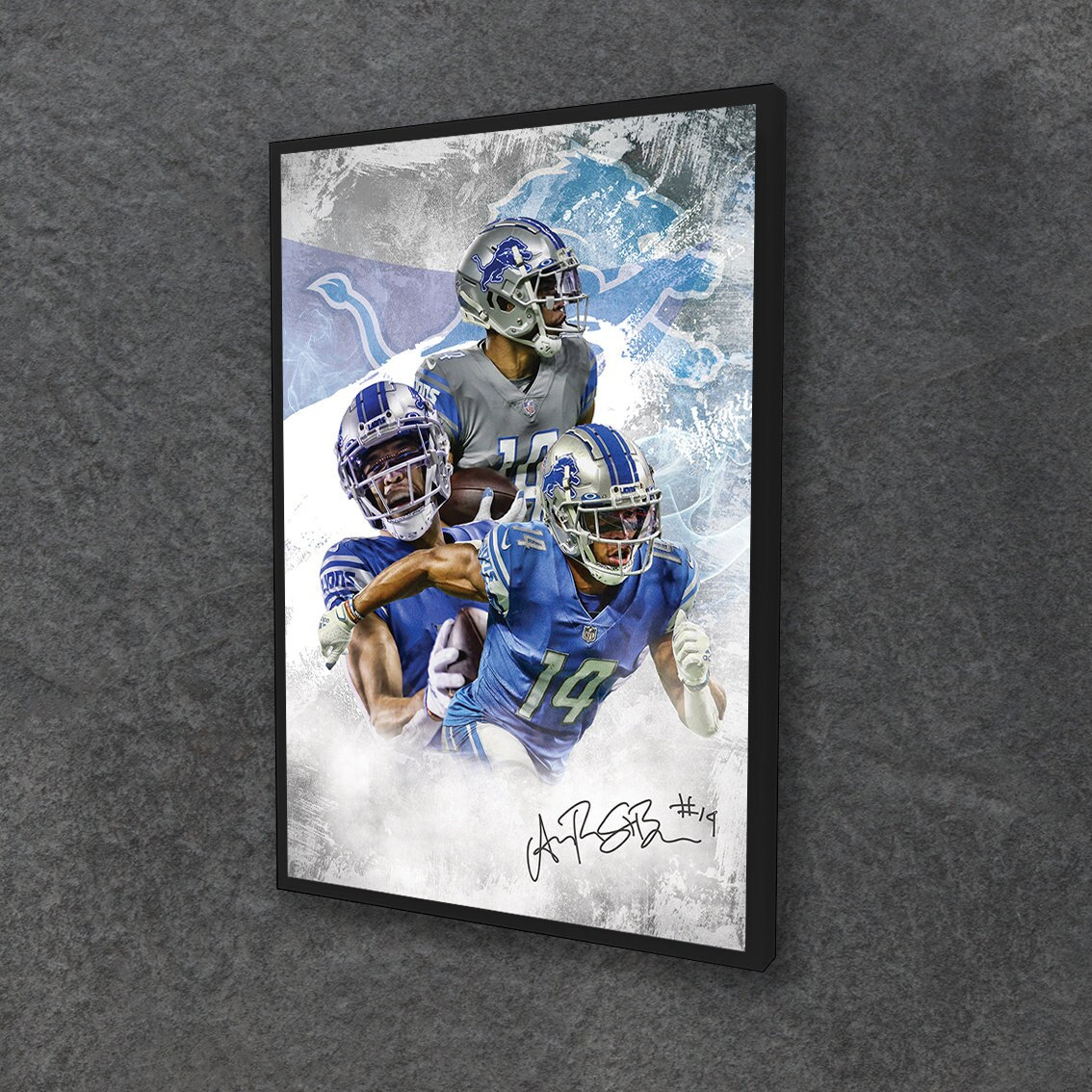 Amon-Ra St. Brown Poster Detroit Lions Framed Canvas Poster Football Wall Art Print NFL Gift Artwork Home Decor D8 Birthday Gift