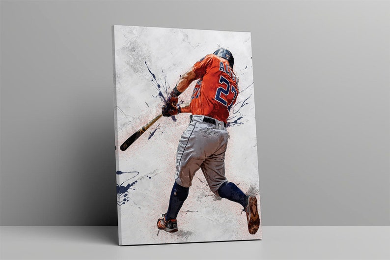 Jose Altuve Wall Art Houston Astros Framed Canvas Poster Baseball Wall