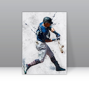 Julio Rodriguez Poster Seattle Mariners Framed Canvas Poster Baseball Wall Art Print MLB Gift Artwork Home Decor E35 Birthday Gift