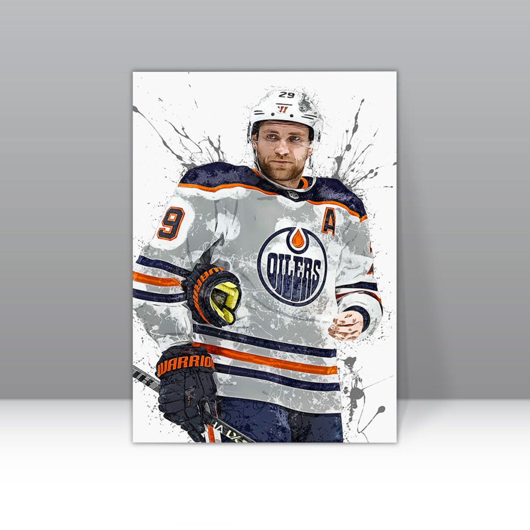 Leon Draisaitl Poster Edmonton Oilers Hockey Framed Canvas Print NHL