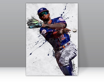 Francisco Lindor Poster New York Mets Baseball Framed Canvas Print MLB Wall Art Print Home Decor Artwork Gift For E20 Birthday Gift