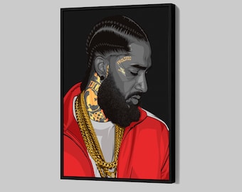 Nipsey Hussle Poster Rapper Framed Canvas Print Hip Hop Singer Wall Art Rap Fan Decor FF20 Birthday Gift