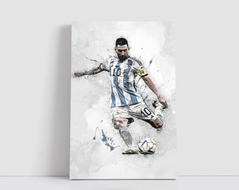 Póster de Lionel Messi, Copa Mundial de Argentina, lienzo enmarcado, GOAT Messi, arte de pared, decoración de fútbol para el hogar, regalo FF23