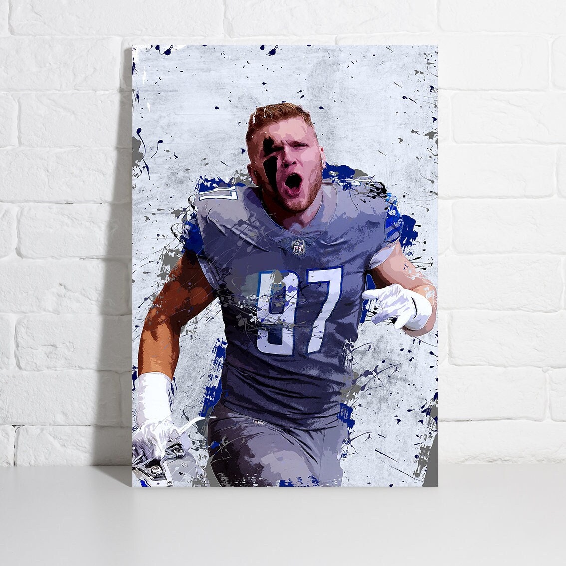 Aidan Hutchinson Poster Detroit Lions Framed Canvas Print Football Wall Art Print NFL Gift Artwork Home Decor D7 Birthday Gift