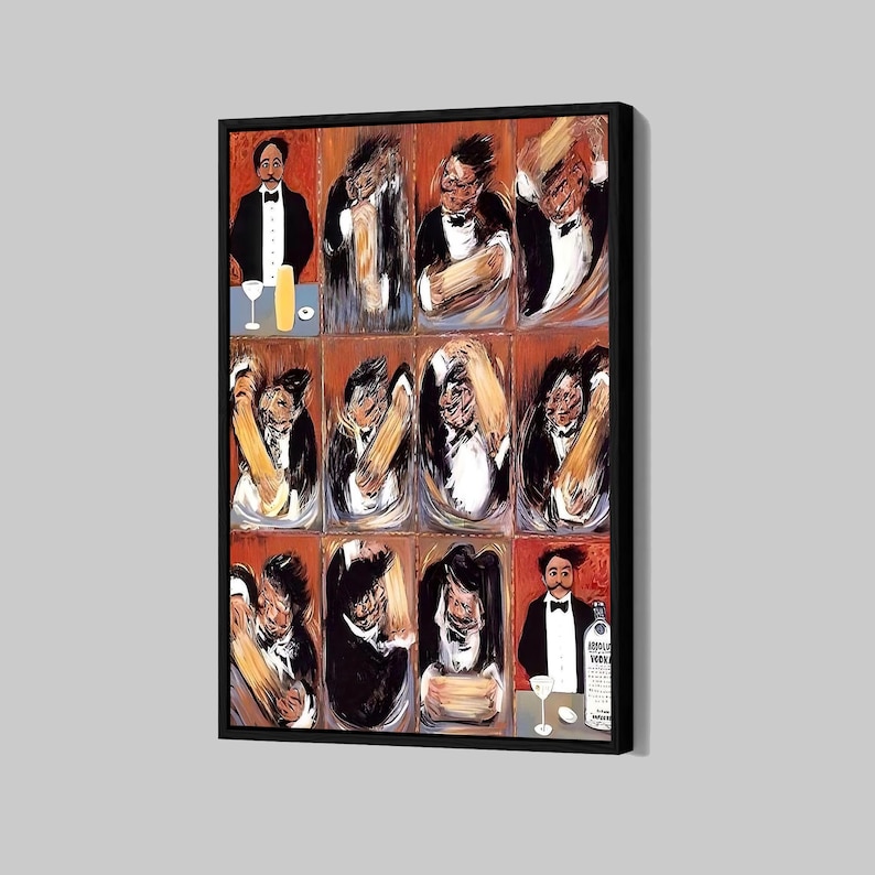 Guy Buffet Poster The Making Of Perfect Martini Framed Canvas Print Food and Drink Wall Art Martini Home Decor FF18,