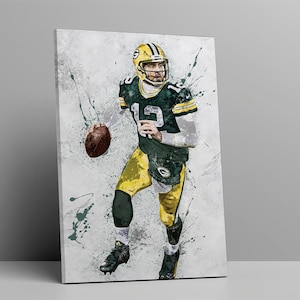 999 Aaron Rodgers Wall Art Green Bay Packers Framed Canvas Poster Football Wall Art Print NFL Gift Artwork Home Decor D124 Birthday Gift