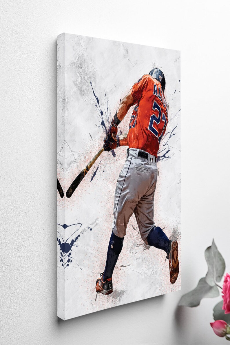 Jose Altuve Wall Art Houston Astros Framed Canvas Poster Baseball Wall