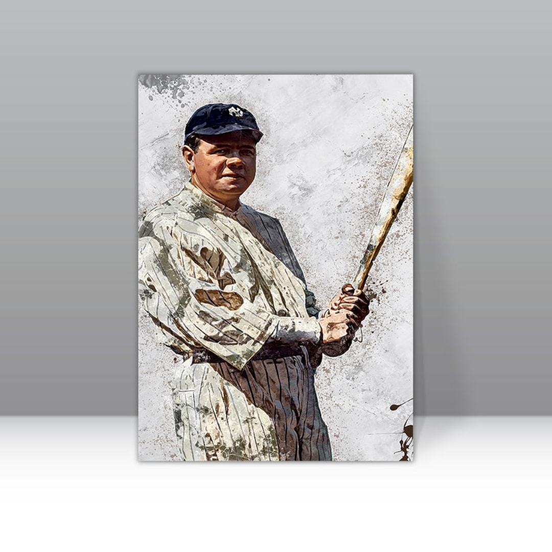 Babe Ruth Poster New York Yankees Wall Art Print Baseball Framed Canvas ...