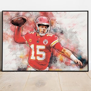 Patrick Mahomes Poster Kansas City Chiefs Framed Canvas Print Football Wall Art Print NFL Gift Artwork Home Decor D93 Birthday Gift