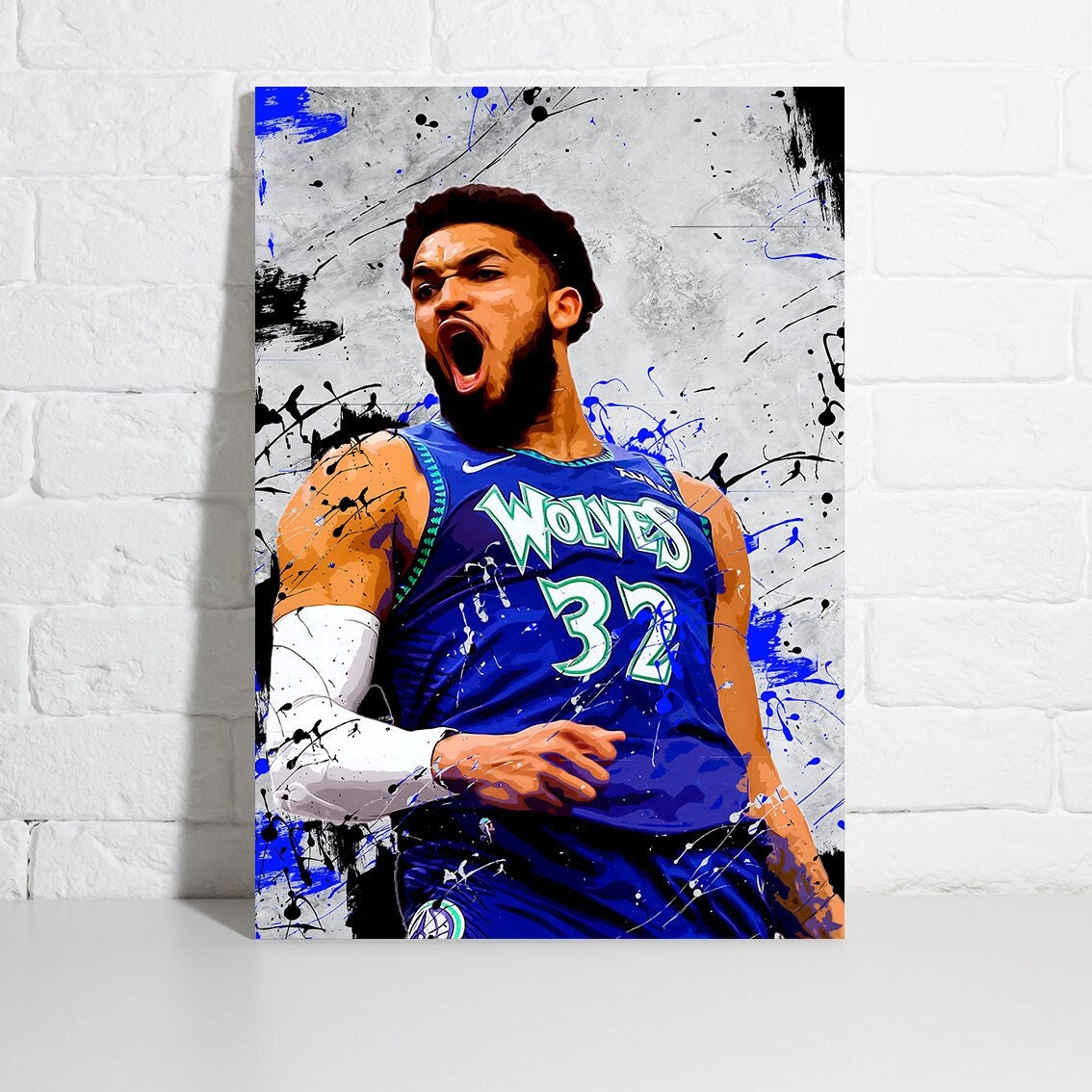 999 Karl Anthony Towns poster Minnesota Timberwolves ingelijste canvas print basketbal muur kunst print NBA cadeau artwork Home decor C99