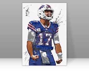 999 Josh Allen Poster Buffalo Bills Framed Canvas Print NFL Wall Art Print Home Decor Football Artwork Gift D155 Birthday Gift