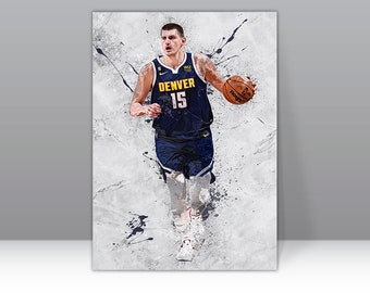 Póster de Nikola Jokic de los Denver Nuggets, lienzo enmarcado, arte de pared de baloncesto, lámina de la NBA, decoración del hogar, C311, regalo de cumpleaños