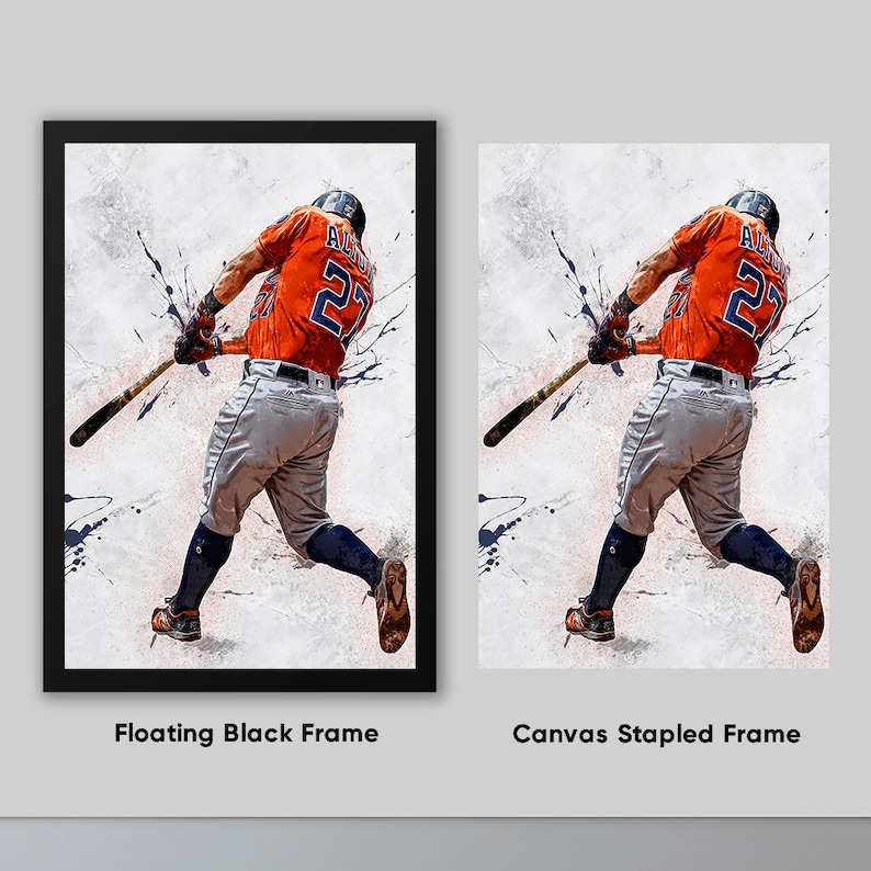 Jose Altuve Wall Art Houston Astros Framed Canvas Poster Baseball Wall