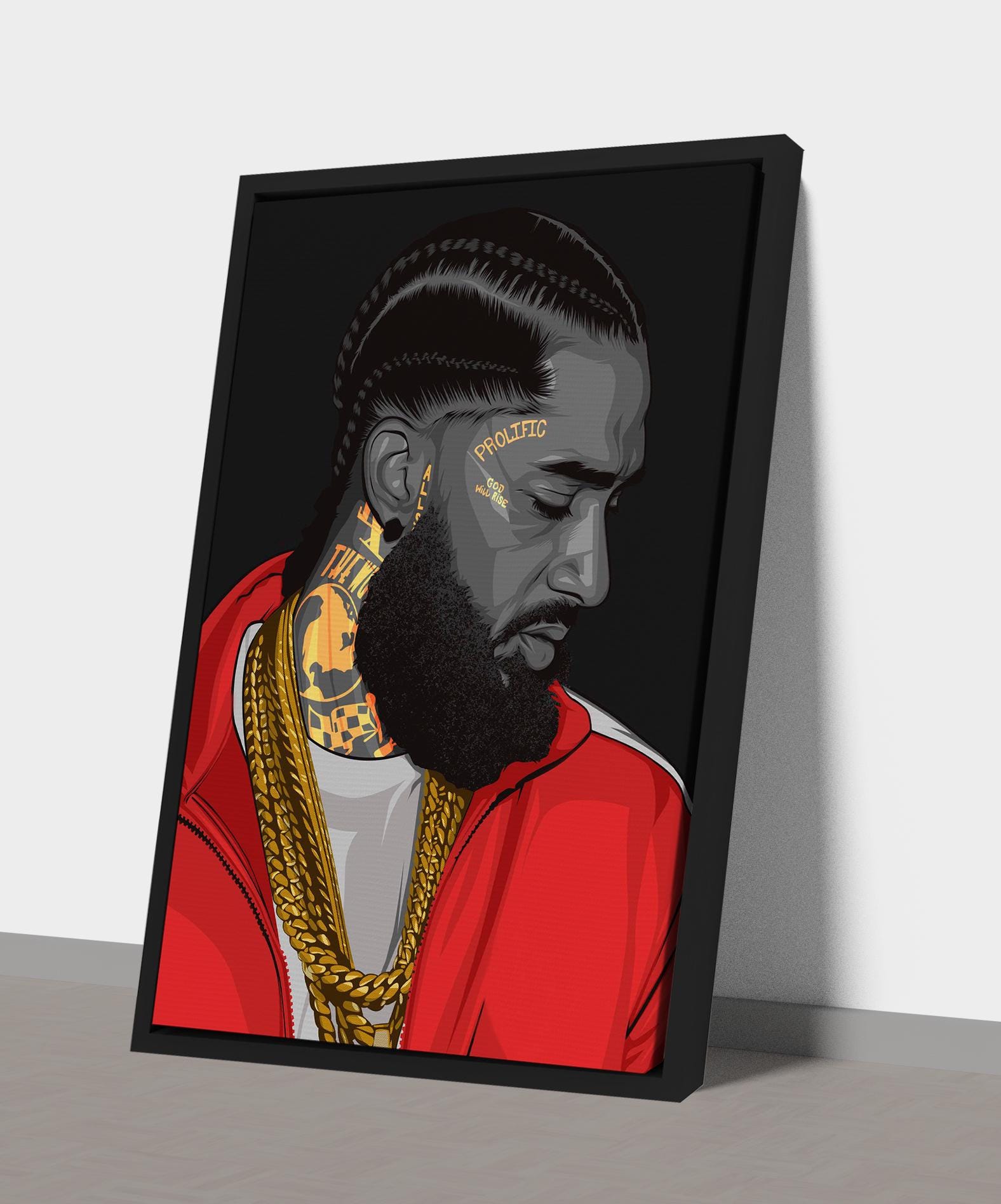 Nipsey Hussle Poster Rapper Framed Canvas Print Hip Hop Singer