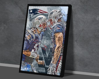 Tom Brady Rob Gronkowski Poster New England Patriots Leinwanddruck Football Wandkunst NFL Kunstwerk Sport Wohnkultur F70 Geburtstagsgeschenk