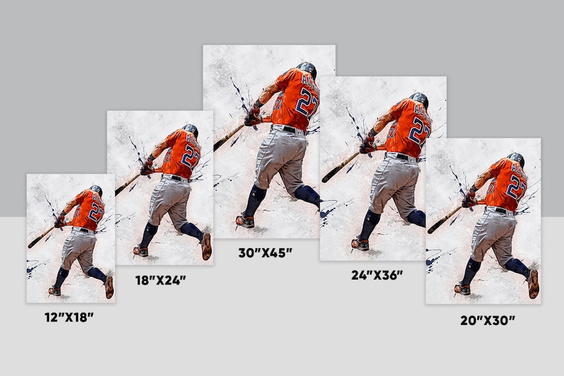 Jose Altuve Wall Art Houston Astros Framed Canvas Poster Baseball Wall