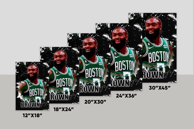 999 Jaylen Brown Wall Art Boston Celtics Framed Canvas Poster