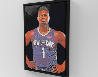 Zion Williamson Poster New Orleans Pelicans Framed Canvas Print Basketball Wall Art Print NBA Artwork Home Decor C200