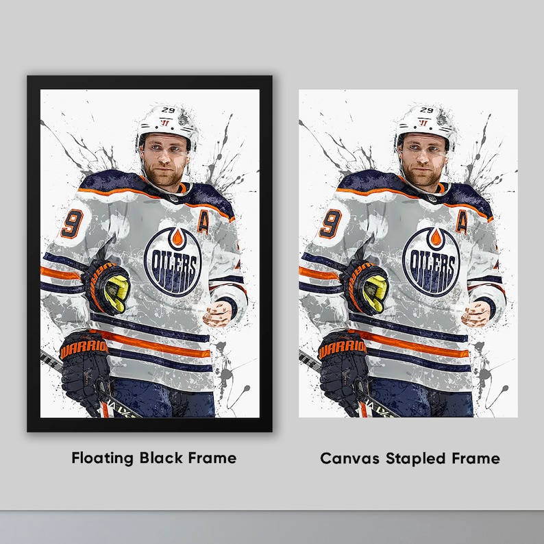 Leon Draisaitl Poster Edmonton Oilers Hockey Framed Canvas Print NHL