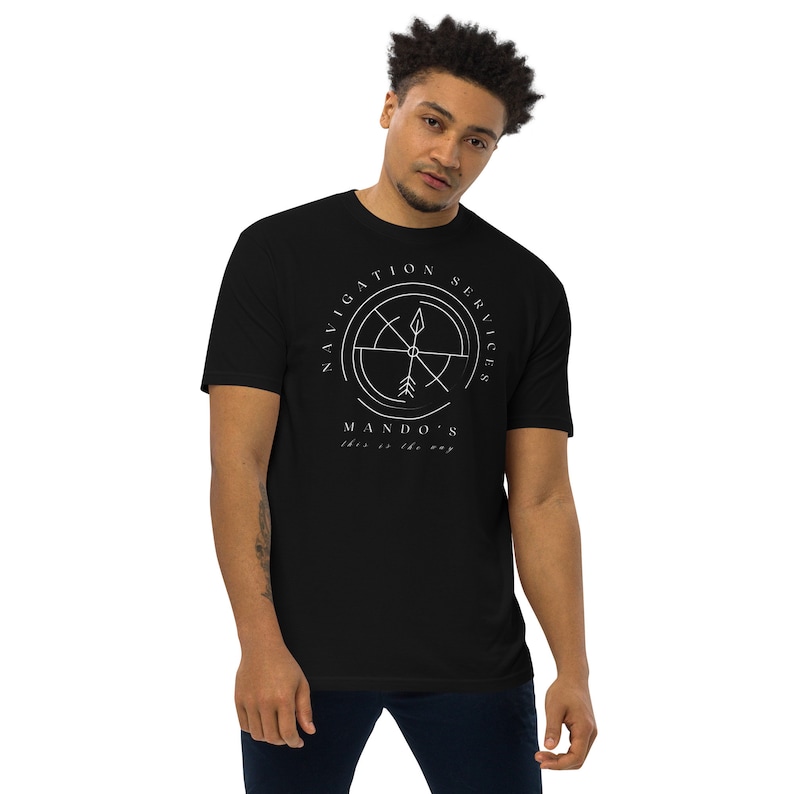 Mando's Navigation, Subtle Disney Men’s Premium Heavyweight Short Sleeve T-Shirt, TALL Length, Disney Dad Shirts, Disney Shirts