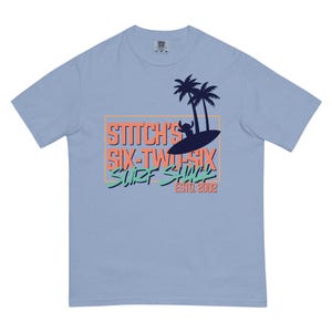 Stitch's Surf Shack, Lilo and Stich, Disney Ohana, Subtle Disney Family Shirts, Trendy Manly Disney Comfort Colors Shirt