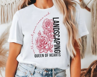 ハートの女王のランドスケープ、控えめなディズニーベラキャンバスユニセックス半袖Tシャツ、ディズニーファミリーシャツ、ディズニーシャツ、ディズニーランドシャツ