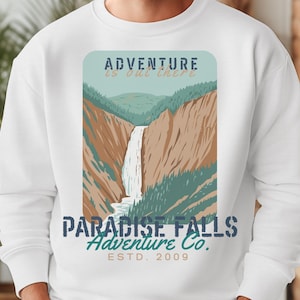 Disney’s Up Inspired Crew Neck – “Adventure is Out There” Paradise Falls Sweatshirt Adventure is Out There, Up, Paradise Falls, Unisex