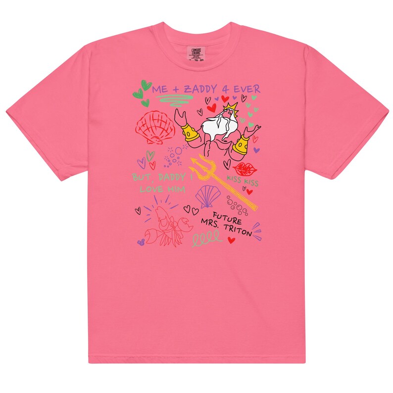 Little Mermaid Inspired King Triton Zaddy Doodle Sketch, Little Mermaid Girls Trip Shirt, Funny Subtle Trendy Comfort Colors King Triton Tee